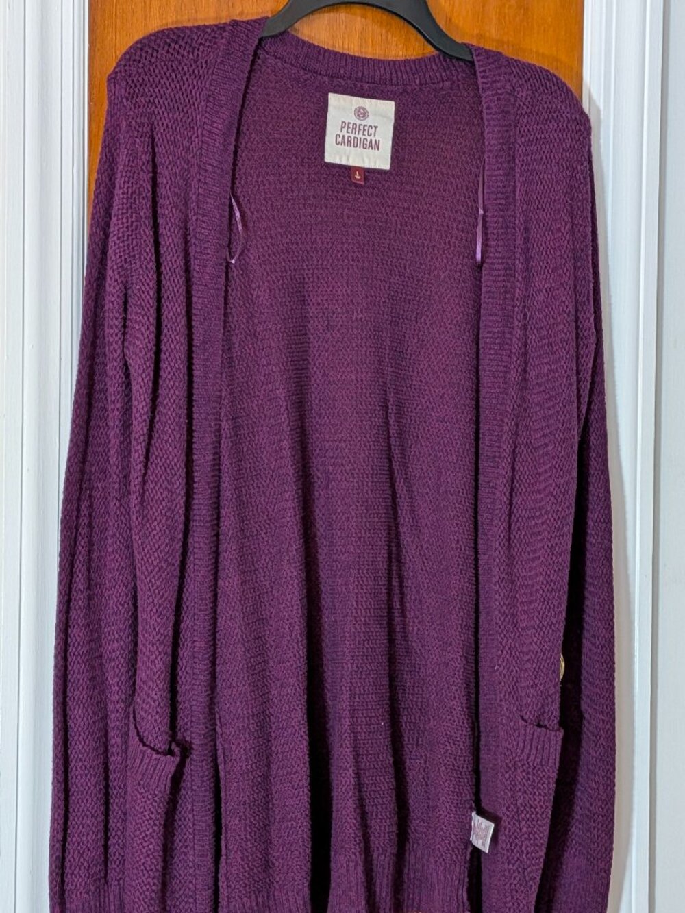 SO Perfect Cardigan Open Front Longline Plum L
